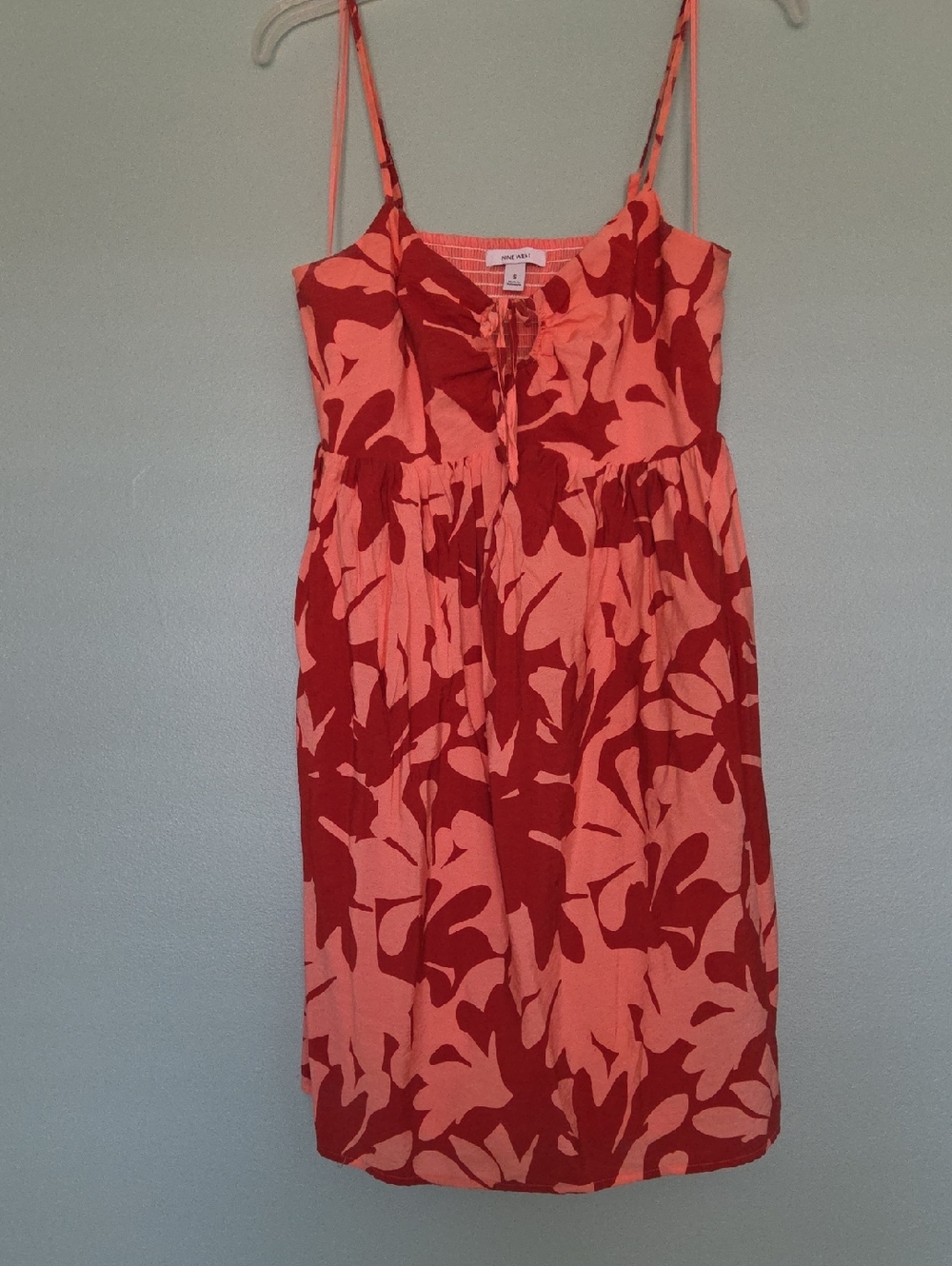 Women’s Red Coral Print Spaghetti Strap Dress